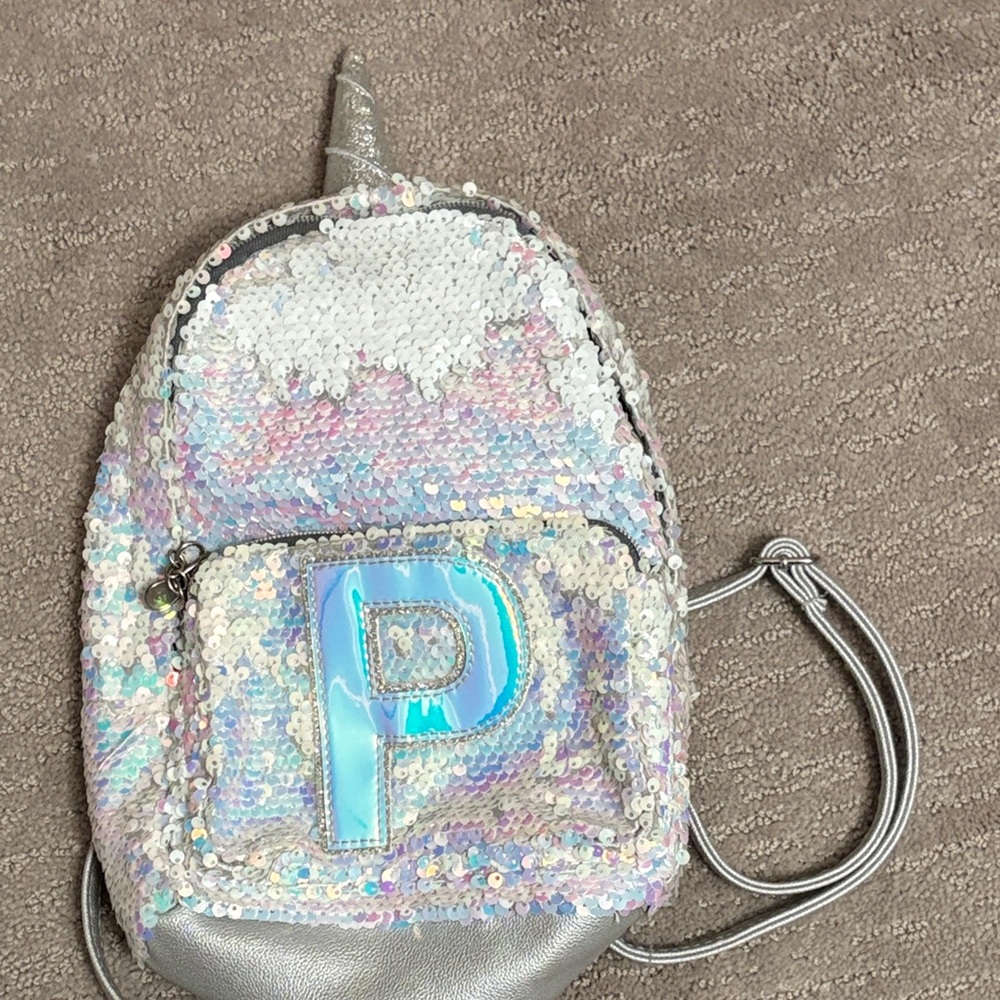 Justice sequin  Silver mini Backpack